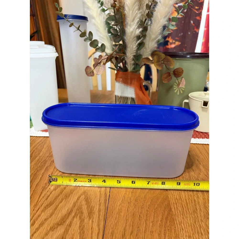 Tupperware Modular Mates Oval 2 Blue Seal Clear Storage Container 1612 1613